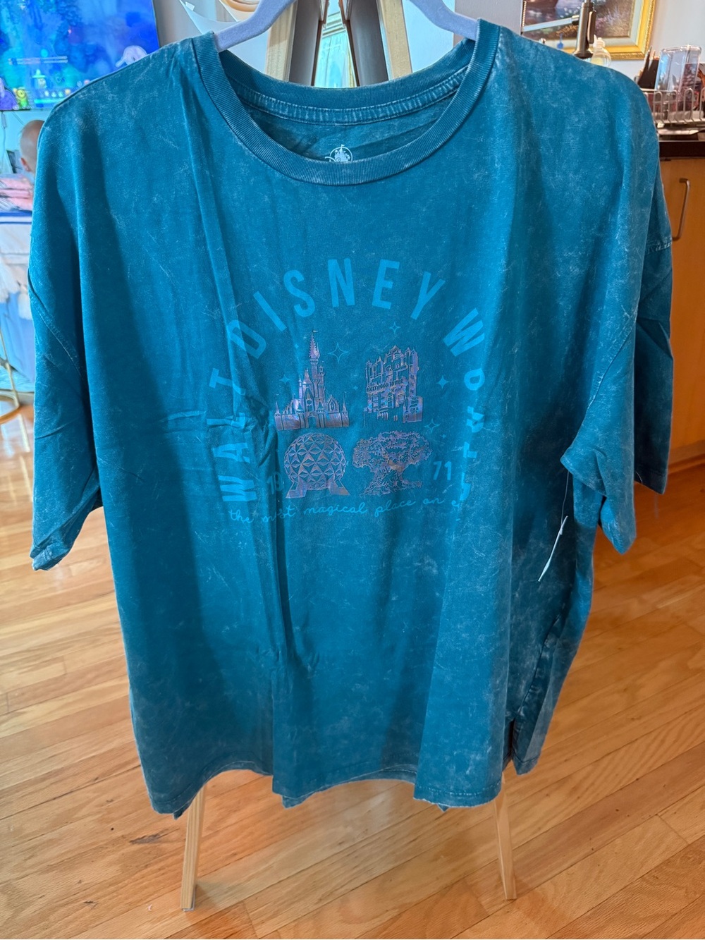 2026 Walt Disney World 4 Parks Most Magical Place Acid Wash dark Teal T-Shirt L